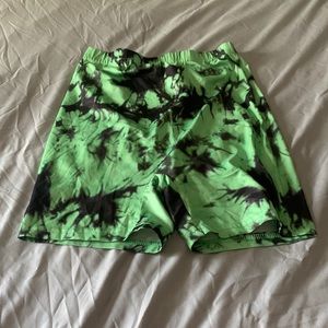 Green and Black Biker Shorts